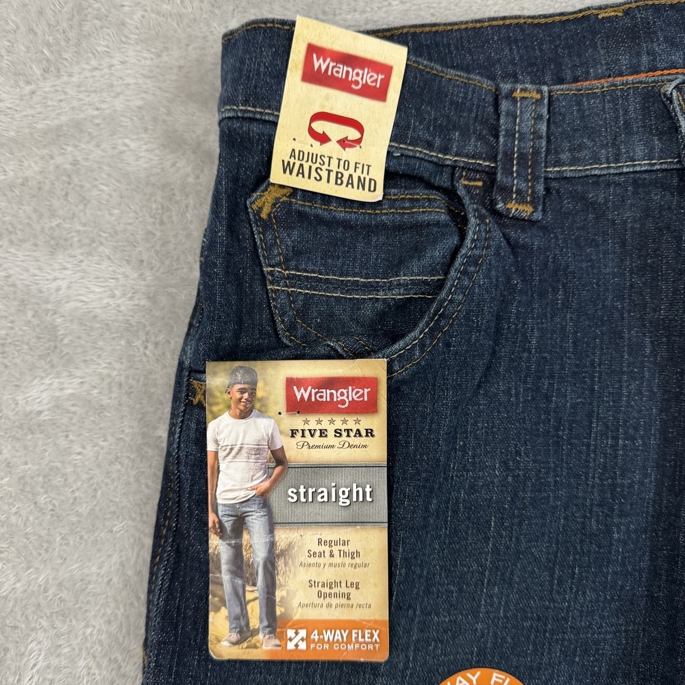NWT Wrangler Jeans Youth Boys 16 Regular Straight Blue Comfort Flex Adjustable - Picture 4 of 16